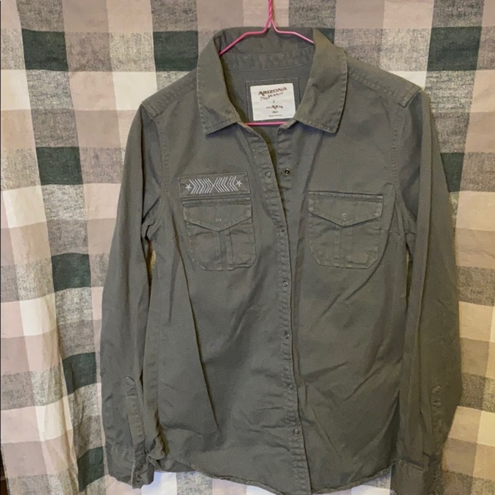 Navy Green Size Small Snap up Shirt Jacket